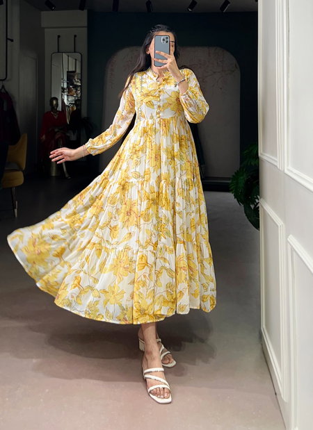 Nnk4502 Weightless Marbal Floral Print Frock Bulk Orders In India